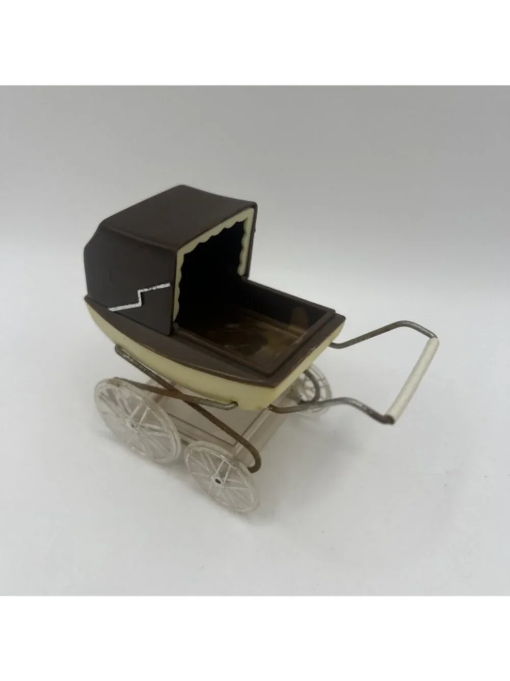 Vintage 1970s Lundby Barton Dollhouse Baby Pram Carriage 1:16 Miniature Brown - Picture 2 of 16